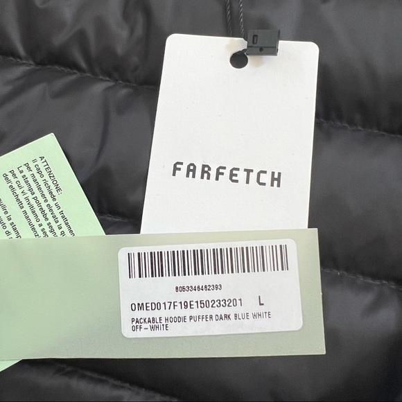 🎊HP!!🎉🖤 NWT🖤 OFF-WHITE Packable Hooded Puffer Jacket - Picture 16 of 16